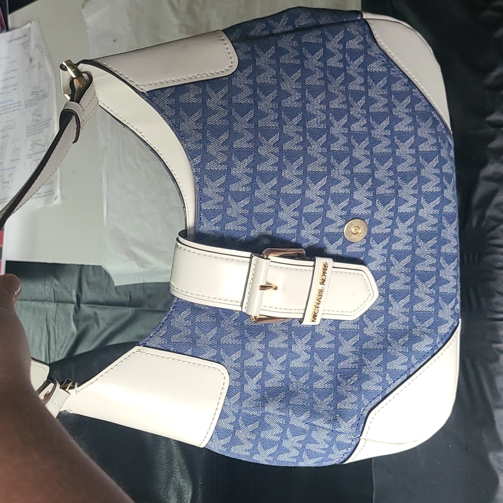 MK Blue and white pocketbook
